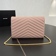 YSL Envelope Chain Wallet Pink Gold Hardware 22.5x14x4cm - 5