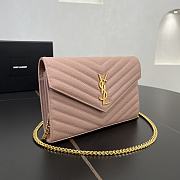 YSL Envelope Chain Wallet Pink Gold Hardware 22.5x14x4cm - 4