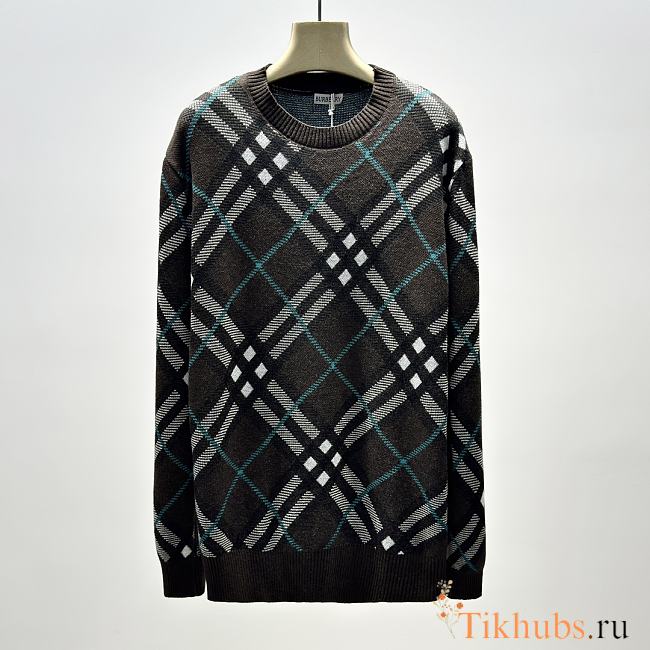Burberry Check Green Wool Sweater - 1