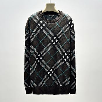 Burberry Check Green Wool Sweater