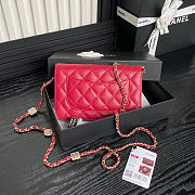 Chanel Wallet on Chain Lambskin Gold Red 19x12x3.5cm - 5