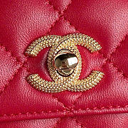 Chanel Wallet on Chain Lambskin Gold Red 19x12x3.5cm - 4