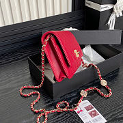 Chanel Wallet on Chain Lambskin Gold Red 19x12x3.5cm - 3