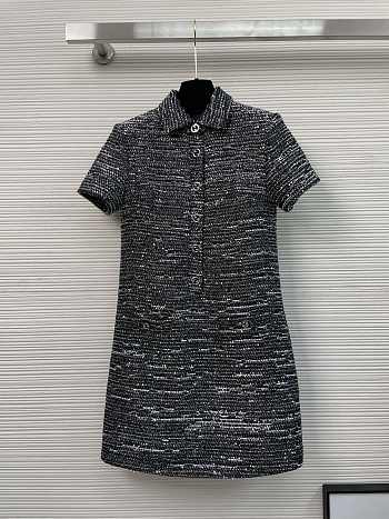 Gucci Short Striped Tweed Lamé Dress