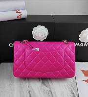 Chanel Flap Bag Fuchsia Pink Lambskin Silver 25cm - 5