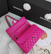 Chanel Flap Bag Fuchsia Pink Lambskin Silver 25cm - 4