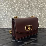 Valentino Garavani Leather Vain Red Wine Shoulder Bag 24x16x8cm - 2