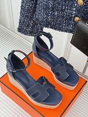 Hermes Elda Espadrille Sandal Blue Denim  - 1