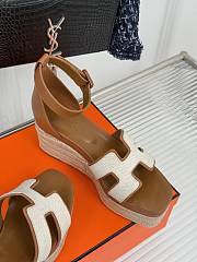 Hermes Elda Espadrille Sandal Brown White  - 4