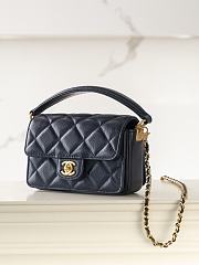 Chanel 24k Flap Bag Top Navy Blue Caviar Gold 16x11x4cm - 4
