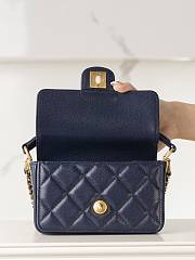 Chanel 24k Flap Bag Top Navy Blue Caviar Gold 16x11x4cm - 3