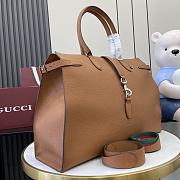 Gucci Large Tote Bag With Web Brown 50x28x17cm - 4