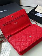 Chanel Wallet On Chain Woc Red Caviar Silver 19x12x3.5cm - 5