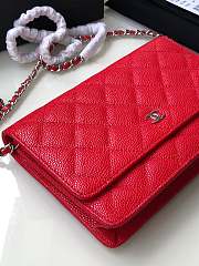 Chanel Wallet On Chain Woc Red Caviar Silver 19x12x3.5cm - 4