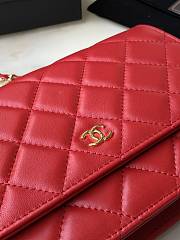 Chanel Wallet On Chain Woc Red Lambskin Gold 19x12x3.5cm - 5
