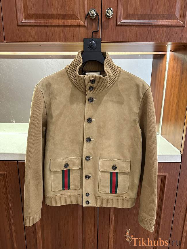 Gucci Suede Bomber Jacket With Web Camel  - 1