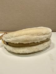 Prada Arqué Shearling Leather Shoulder Bag Beige 22.5x18.5x6cm - 5