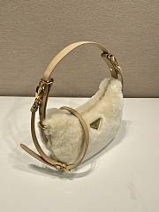 Prada Arqué Shearling Leather Shoulder Bag Beige 22.5x18.5x6cm - 3