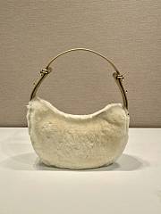 Prada Arqué Shearling Leather Shoulder Bag Beige 22.5x18.5x6cm - 2
