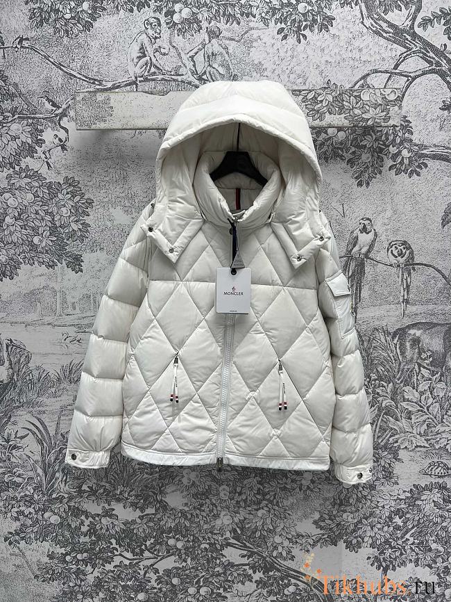 Moncler Averole Hooded White Short Down Jacket - 1