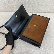YSL Sunset Bag Black Brown Suede With Top Handle 25x18x5cm - 6