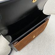YSL Sunset Bag Black Brown Suede With Top Handle 25x18x5cm - 5