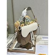 Dior Saddle Bag With Strap White & Brown 25.5x20x6.5cm - 3