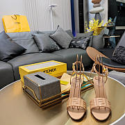 Fendi Delfina Beige FF Leather Sandals Heel 10cm - 2