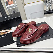 Chanel CC Logo Leather Sildes Burgundy - 2