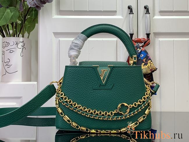 Louis Vuitton LV Capucines Mini Bag Green Taurillon 21x13.6x8cm - 1