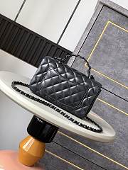 Chanel Top Handle Bag Black Lambskin 20x12.5x6cm - 4