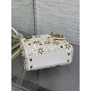 Dior Lady Dior Latte Satin Embroidered White Resin Pearl 17cm - 5