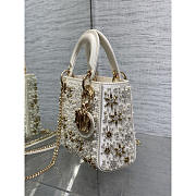 Dior Lady Dior Latte Satin Embroidered White Resin Pearl 17cm - 4