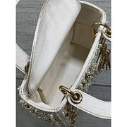 Dior Lady Dior Latte Satin Embroidered White Resin Pearl 17cm - 3