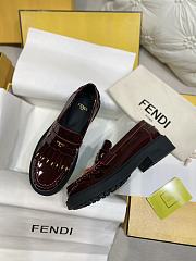 Fendi Filo Red Wine Leather Loafer - 2