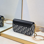Dior Medium Saddle Pouch With Chain Blue 21.5x12.5x4.5cm - 5