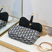 Dior Medium Saddle Pouch With Chain Blue 21.5x12.5x4.5cm - 3