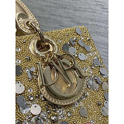 Dior Lady D-Joy Bag Metallic Beads Sequins Gold 26cm - 2