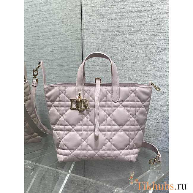 Dior Medium Toujours Vertical Tote Bag Light Pink 20x22x18.5cm - 1
