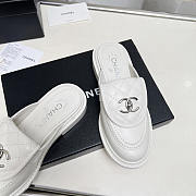 Chanel CC Logo Leather Sildes White - 5