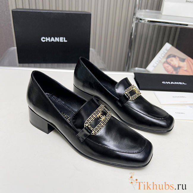 Chanel Moccasins Calfskin Black Loafers  - 1