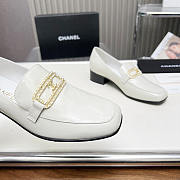 Chanel Moccasins Calfskin White Loafers - 5