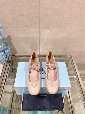 Prada 35mm Buckle Leather Pumps Pink 