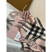 Burberry Reversible Check Cashmere Scarf Pink 190x30cm - 2