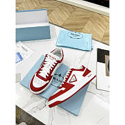 Prada Downtown Triangle-Logo Sneakers Red White - 4