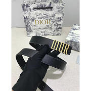 Dior Black Leather D-Fence Buckle Belt 3cm - 2