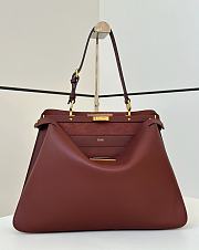 Fendi Peekaboo Soft Large Red Wine Leather Bag 40.5x13x28cm - 3