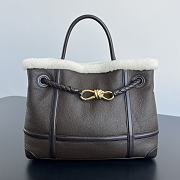 Bottega Veneta Andiamo Medium Leather Shearling Top Handle Bag 32.5x24x12cm - 1