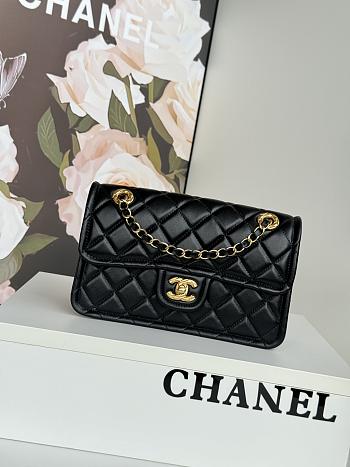 Chanel Flap Bag Lambskin Gold Black 24.5x15.5x7cm