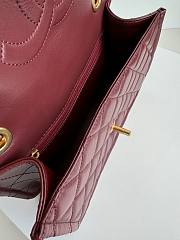 Chanel Flap Bag Lambskin Gold Red Wine 24.5x15.5x7cm - 5